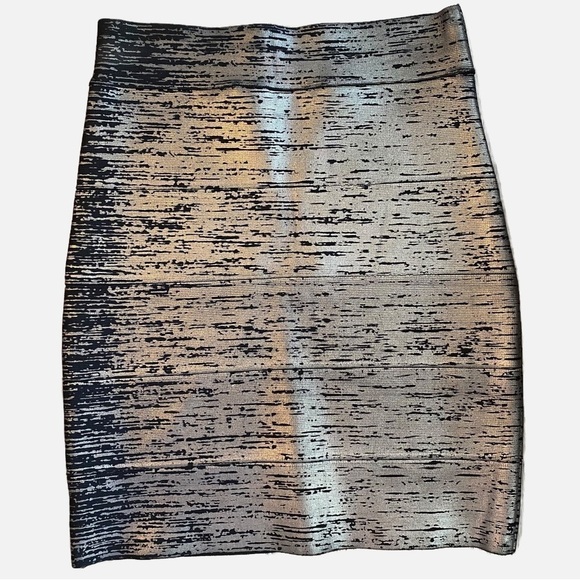 BCBGMAXAZRIA Josie Metallic Print Bandage Skirt XS Y2K - Picture 3 of 8